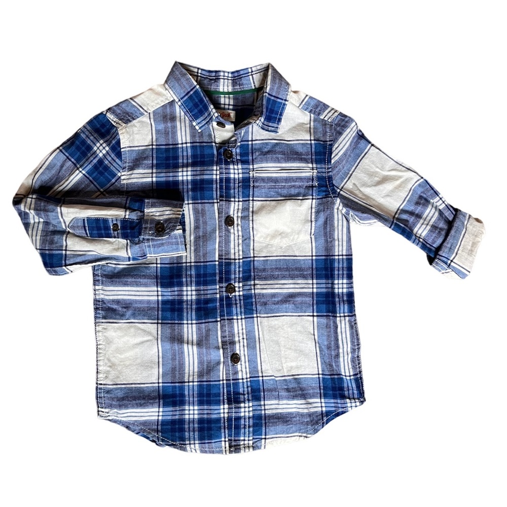 Cat & Jack Blue and White Cotton Plaid Shirt